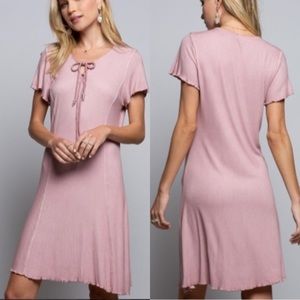 CLEARANCE! POL Vintage Rib Knit Dress with Front lace Up Tie NWT